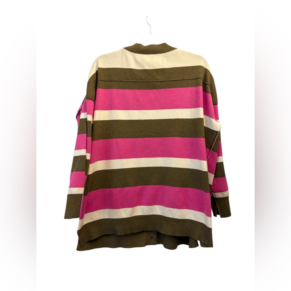 Free People League of Her Own Striped Cardigan Pink Brown and White Stripes - Picture 4 of 5